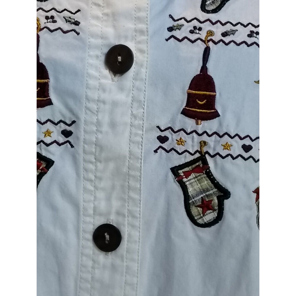 Vintage Woolrich Christmas Holiday Embroidered Button-Down Shirt Women's Large L - Picture 7 of 13